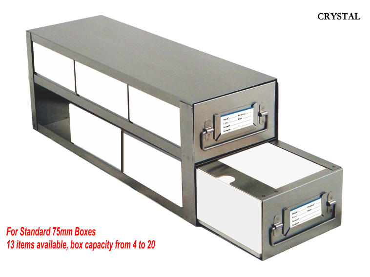 Upright Freezer Drawer Racks for 133x133x75mm Cryoboxes 